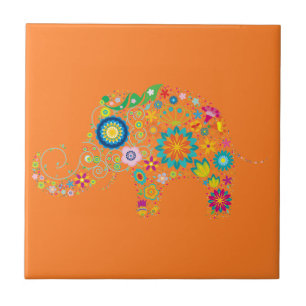 Verzierter Elefant Fliese