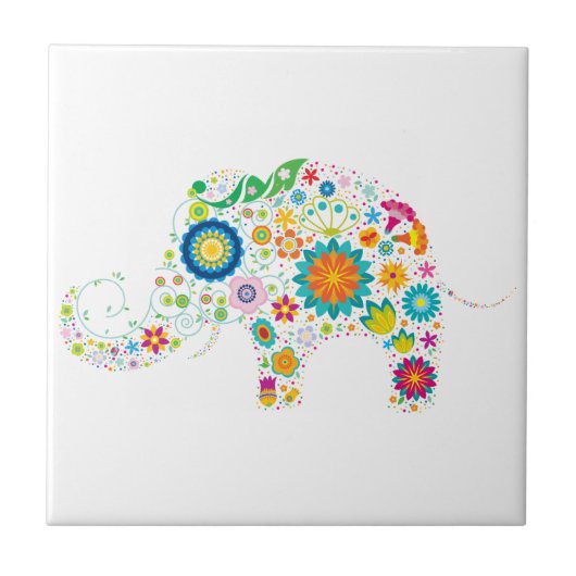 Verzierter Elefant Fliese (Vorderseite)