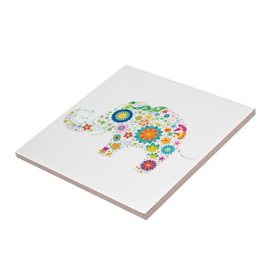 Verzierter Elefant Fliese (Seite)