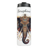 Verzierter Elefantenkopf: Exotischer Flair Thermosbecher (Vorderseite)