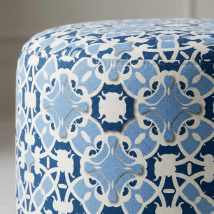 Verzierter eleganter Damaske Klassisch Blau und We Stoff