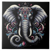 Verzierter Entwurf eines floralen Elefanten Fliese (Vorderseite)