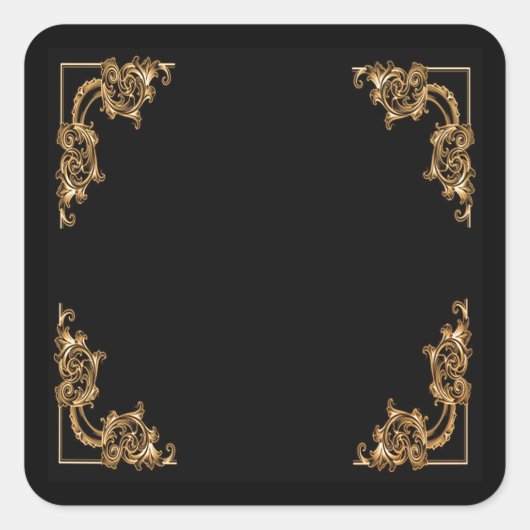 Verzierter floraler Schwenklack Quadratischer Aufkleber (Vorderseite)