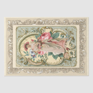 Verzierter französischer Rahmen Vintage-Blumenverk Seidenpapier