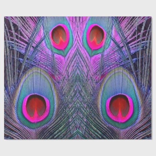 Verzierter Fuchsie-Lila Pfau versieht GESCHENKE Geschenkpapier (Flach)