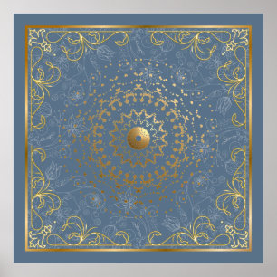 Verzierter geblüht Blumenwirbel Poster