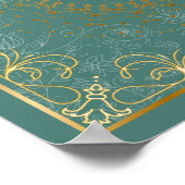 Verzierter geblüht Blumenwirbel Poster (Ecke)