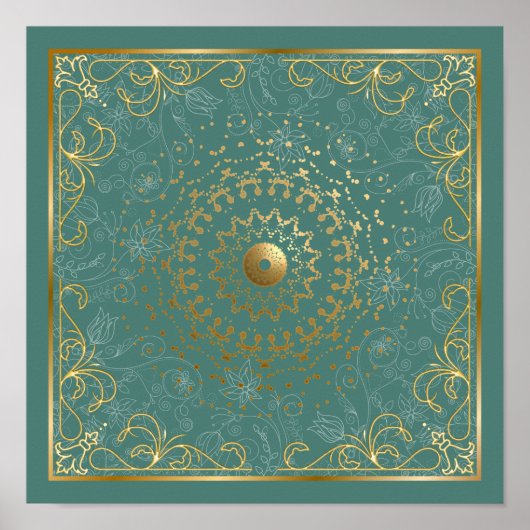 Verzierter geblüht Blumenwirbel Poster (Vorne)