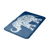 Verzierter Gemusterter Blauer Elefant Badematte (Schrägansicht)
