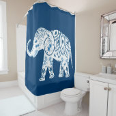 Verzierter Gemusterter Blauer Elefant Duschvorhang (Beispiel)