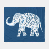 Verzierter gemusterter blauer Elefant Fleecedecke (Vorderseite (Horizontal))