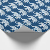 Verzierter gemusterter blauer Elefant Geschenkpapier (Ecke)