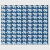 Verzierter gemusterter blauer Elefant Geschenkpapier (Flach)