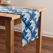 Verzierter gemusterter blauer Elefant Kurzer Tischläufer (Beispiel)