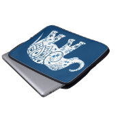 Verzierter Gemusterter Blauer Elefant Laptopschutzhülle (Vorne Knopf)