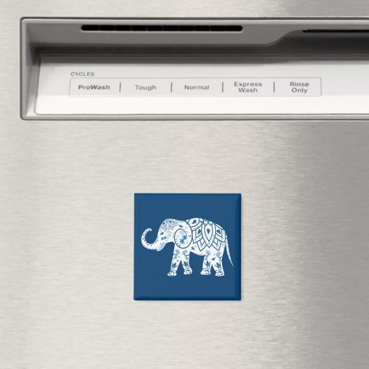Verzierter Gemusterter Blauer Elefant Magnet (In Situ (Geschirrspüler))
