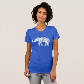 Verzierter Gemusterter Blauer Elefant T-Shirt (Vorne ganz)