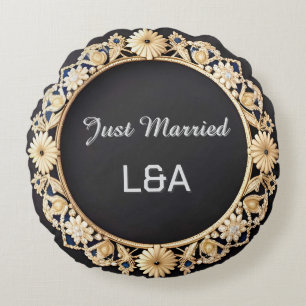 Verzierter goldener kreisförmiger Dekorrahmen Rundes Kissen