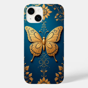 Verzierter goldener Schmetterling mit Blumenmuster Case-Mate iPhone 14 Hülle