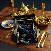 Verzierter Goldrahmen aquamarin-blaue Hochzeit