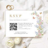 Verzierter Grace Pastel Blush Floral QR Code Hochz RSVP Karte
