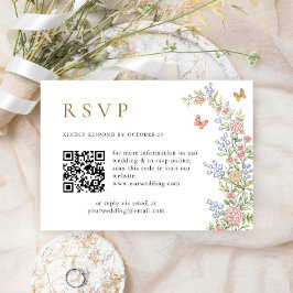 Verzierter Grace Pastel Blush Floral QR Code Hochz RSVP Karte
