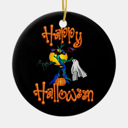 Verzierter Halloween-Weihnachtsbaumschmuck Keramik Ornament (Vorne)