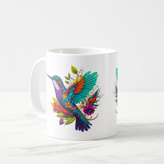 Verzierter Hummingvogel Kaffeetasse (Vorderseite Links)