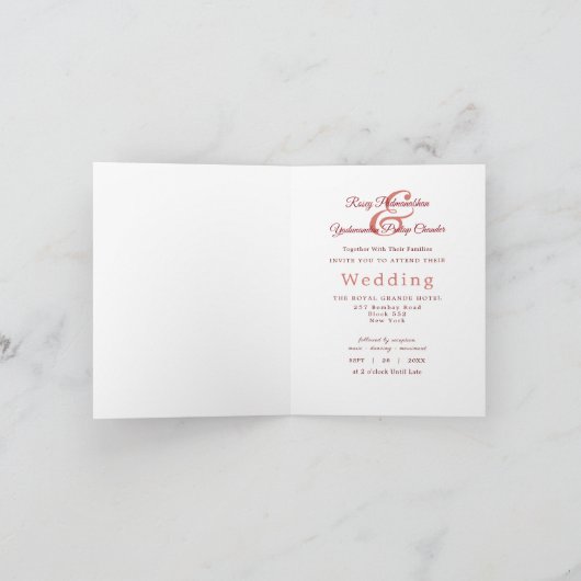 Verzierter indischer Elefant Rustikal Einladung (Innenseite)