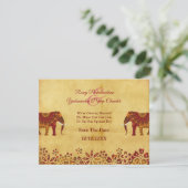 Verzierter indischer Elefant Rustikal Save the Dat Save The Date (Stehend Vorderseite)
