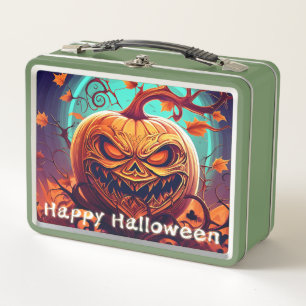 Verzierter Jack-o-Lantern verdrehter Zweig Hallowe Metall Brotdose