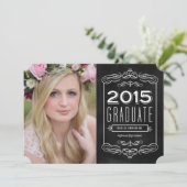 Verzierter Kopfbrett | Abschluss Einladung (Stehend Vorderseite)