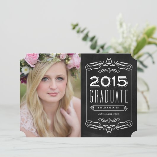 Verzierter Kopfbrett | Abschluss Einladung (Stehend Vorderseite)