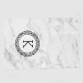 Verzierter Kreis und Monogramm aus weißem Marmor Golfhandtuch (Horizontal)