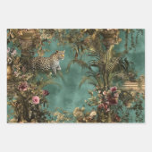 Verzierter Leopard Foliage Lebende Blume Geschenkpapier Set (Vorderseite)