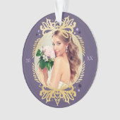 Verzierter lila Goldherr u. Frau First Christmas Ornament (Vorderseite)