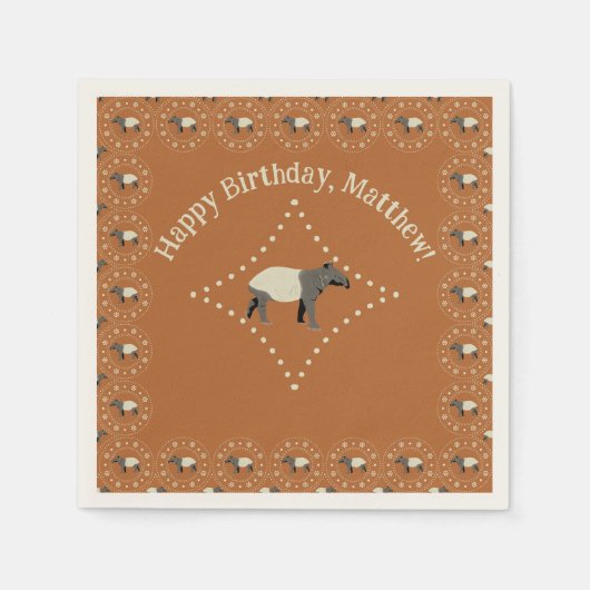 Verzierter malayischer Tapir Gemustert Serviette (Vorderseite)