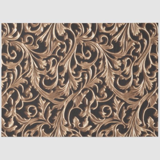 Verzierter Metallbarsch, floraler Damast Seidenpapier (Vorderseite)