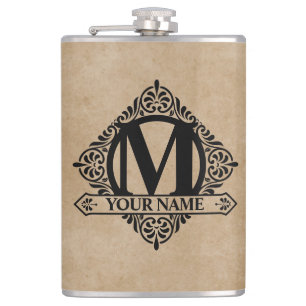 Verzierter monogramm-Designkolben Flachmann