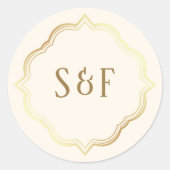 Verzierter Monogramm-Umschlag Aufkleber für Creme  (Vorderseite)