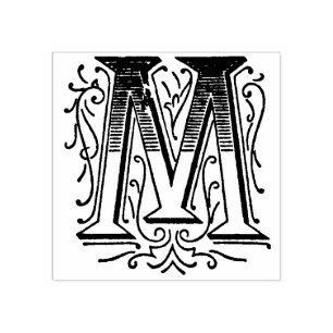 Verzierter Monogramm Vintager Anfangsbuchstabe Gummistempel