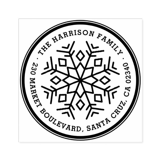 Verzierter Name und Rücksendeadresse der Snowflake Gummistempel (Prägung)