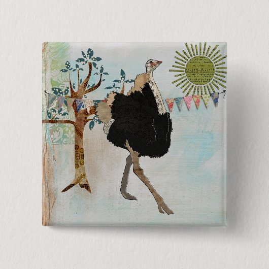 Verzierter Ostrich-Sonnenschein-Knopf Button (Vorderseite)