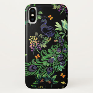 Verzierter Pfau und Vintage Blumen Case-Mate iPhone Hülle