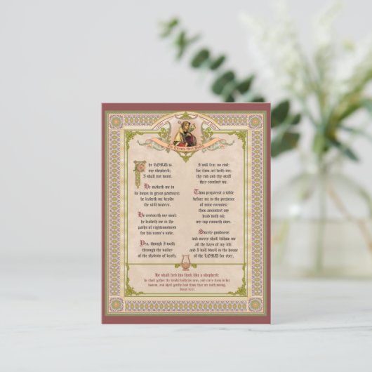 Verzierter Psalm 23 Postkarte (Stehend Vorderseite)