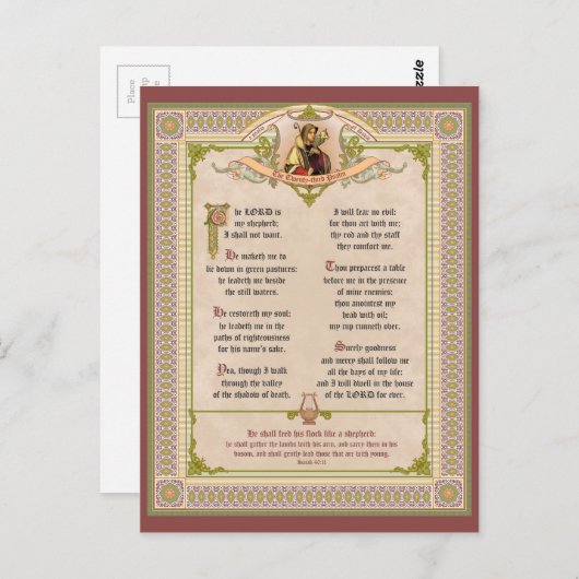 Verzierter Psalm 23 Postkarte (Vorne/Hinten)