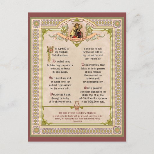 Verzierter Psalm 23 Postkarte (Vorderseite)
