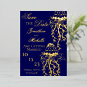Verzierter Quallen-Goldstrand Save the Date Folieneinladung (Stehend vorne)