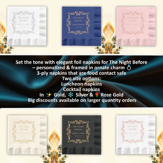 Verzierter Rahmen | Die Nacht vor der Hochzeit Servietten Mit Folie