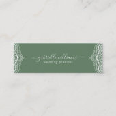 Verzierter Rahmen in grün auf weißem Hintergrund 2 Mini Visitenkarte (Vorderseite)